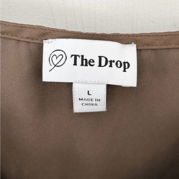 The Drop Satin Lace Tank Top Green Black Lace Y2K Silky Neutral Spaghetti Strap - Picture 8 of 10